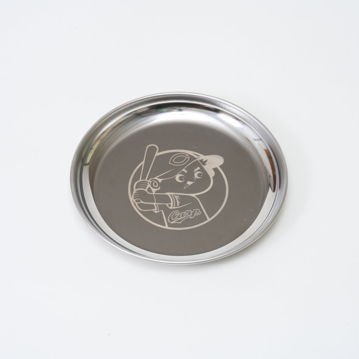 ステンレス製丸皿(カープ坊や)